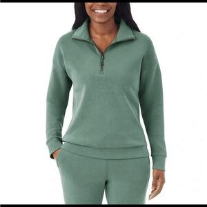 Olive Green Women's Joggers and Sweater Set with Drawstring Waist
